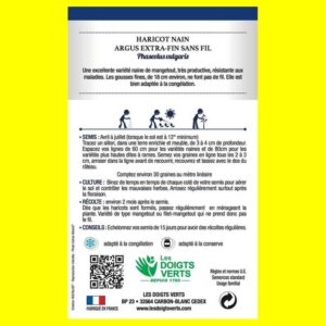 Haricot Mangetout Vert Nain - ARGUS (200 graines)