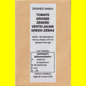 Tomate-grosse-zébrée-Green- TOMATE - GREEN ZEBRA (Grosse Zébrée verte/jaune) (20 graines)