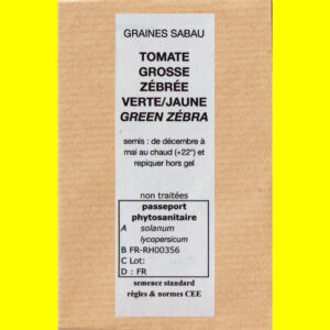 TOMATE - GREEN ZEBRA (Grosse Zébrée verte/jaune) (20 graines)