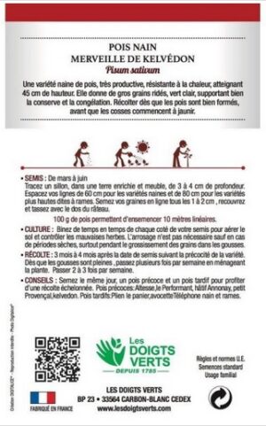 Pois nain - KELVEDON (bio) (100gr)