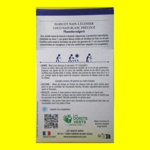 Haricot nain à écosser - COCO NAIN BLANC PRECOCE (250gr)